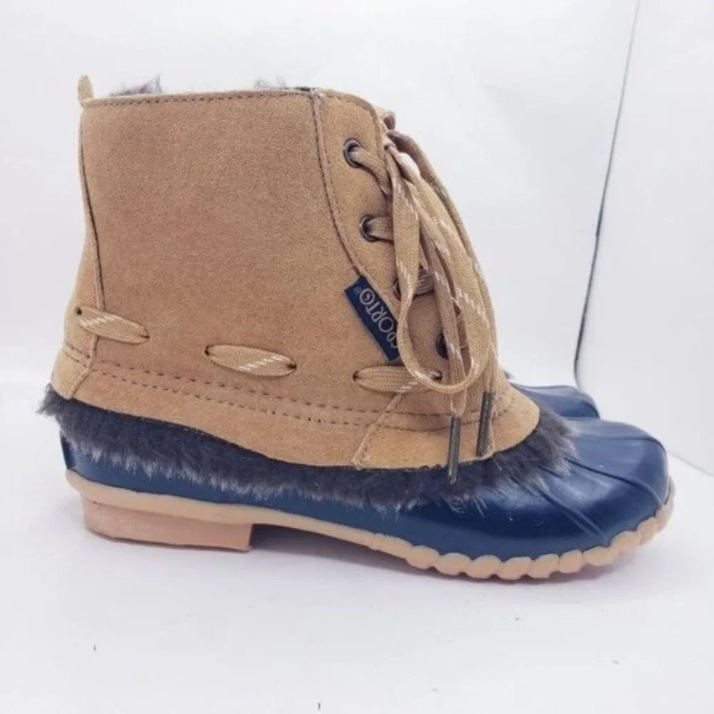 Sporto Phoebe Leather Faux Fur Lined Winter Rain Snow Duck Boots Women's Size 6